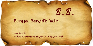 Bunya Benjámin névjegykártya